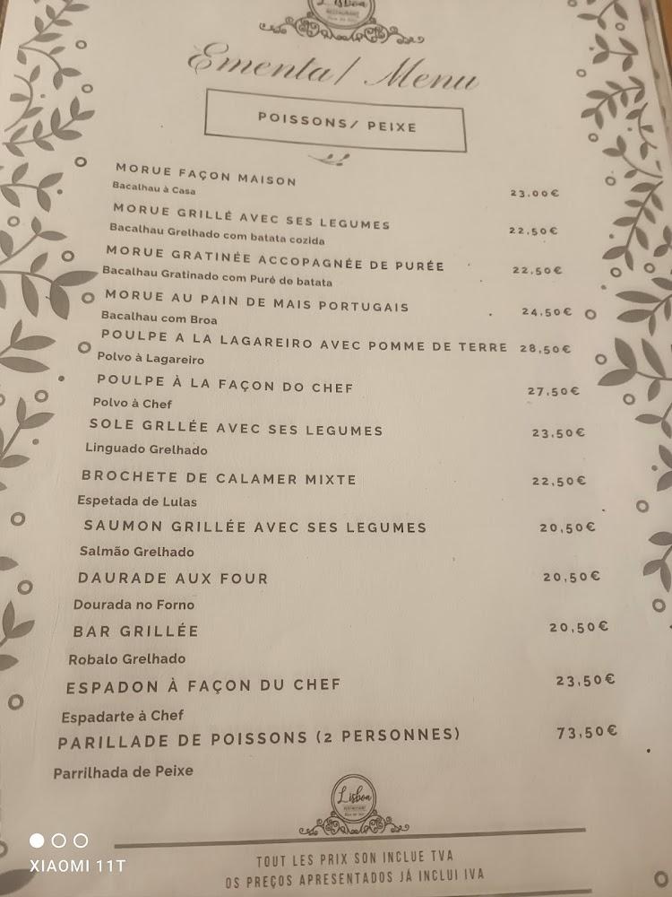 Restaurant Lisboa - Menu Image 1